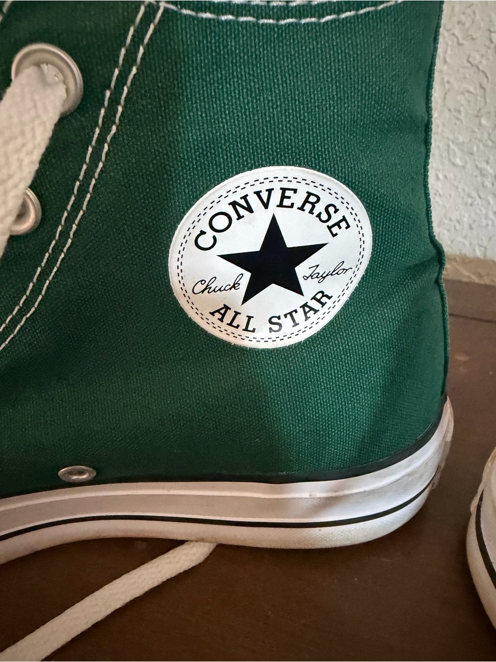 Converse Green High Top Canvas Sneakers with White Accents - Picture 10 of 12